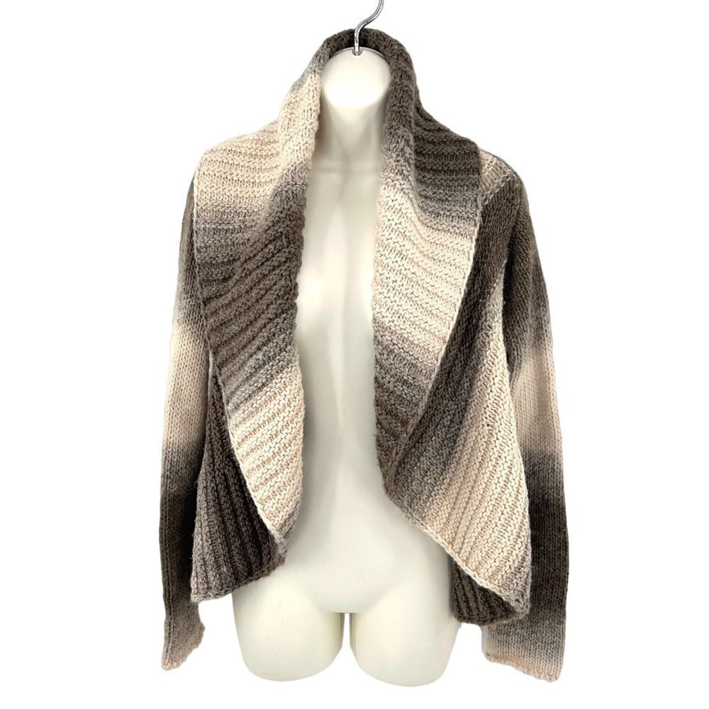 SILVIA NOVELLI NOBA ITALIAN MADE BEIGE OMBRE CARDI SWEATER - S